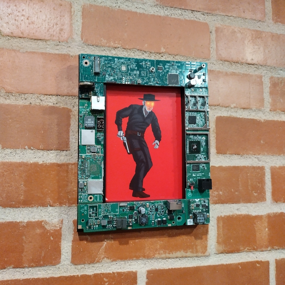 Marty Robbins Big Iron Cyborg In Custom Circuit Board Frame By Neon Nicho